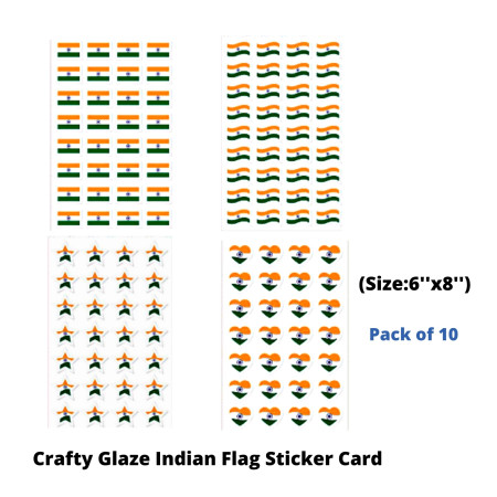 Craftvilla Crafty Glaze Indian Flag Sticker Card (Size:6''x8'')