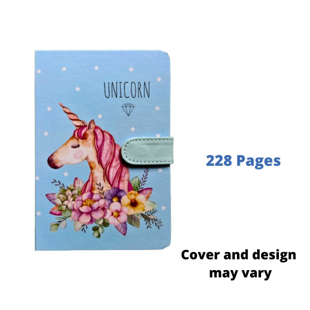Today's Metro Unicorn Diary with Magnetic Loop Button - 228 Pages (896)