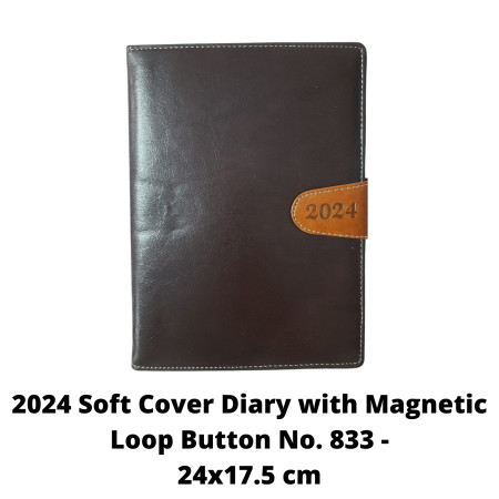 2024 Soft Cover Diary With Magnetic Loop Button No. 833 (24x17.5 cm)