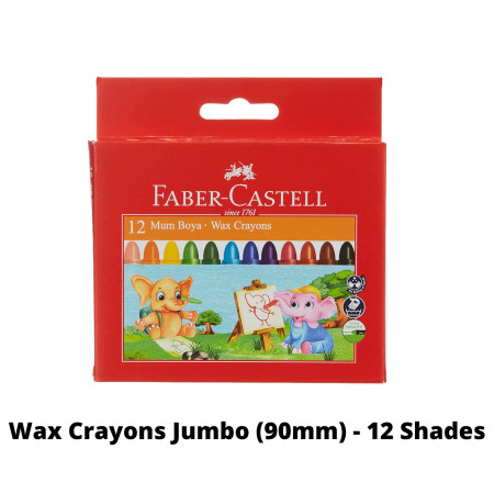 Faber Castell Wax Crayons Jumbo (90mm) - 12 Shades
