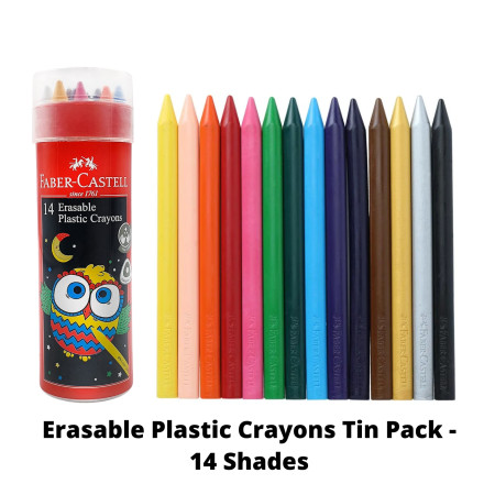 Faber Castell Erasable Plastic Crayons Tin Pack - 14 Shades
