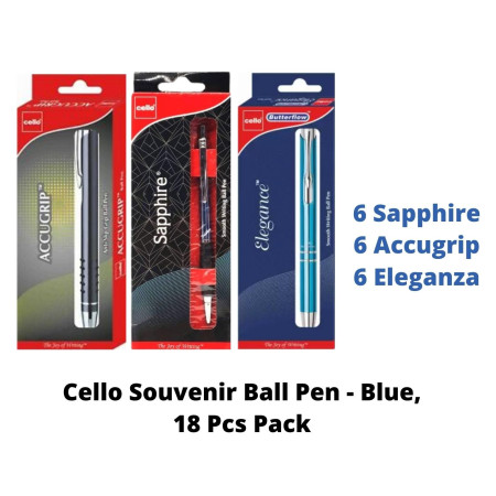 Cello Souvenir Ball Pen - Blue, 18 Pcs Pack