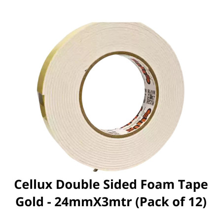 Cellux Double Sided Foam Tape Gold - 24mmX3mtr