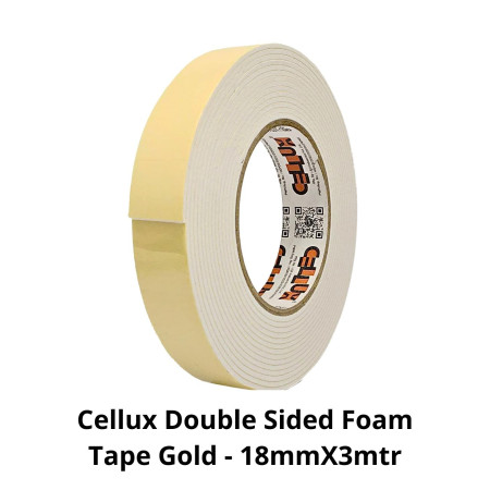 Cellux Double Sided Foam Tape Gold - 18mmX3mtr