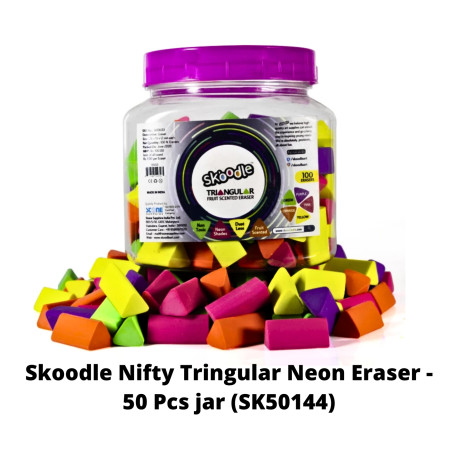 Skoodle Nifty Tringular Neon Eraser - 50 Pcs jar (SK50144)
