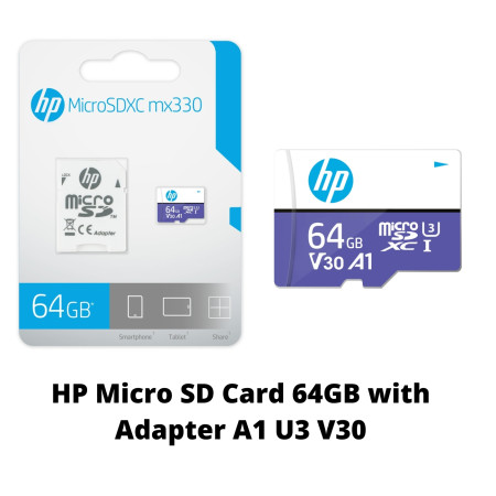 HP Micro SD Card with Adapter A1 U3 V30 (Purple) 5Y - 64GB