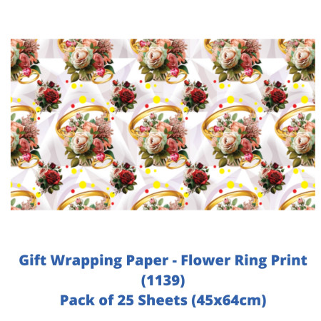 Gift Wrapping Paper - Flower Ring Print, Pack of 25 Sheets (1139)