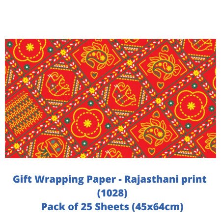 Gift Wrapping Paper - Rajasthani Print, Pack of 25 Sheets (1028)