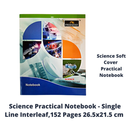 Freemind Science Practical Notebook - Single Line Interleaf,152 Pages 26.5x21.5 cm (707172)