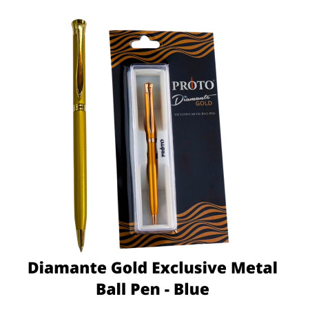 Proto Diamante Gold Exclusive Metal Ball Pen - Blue