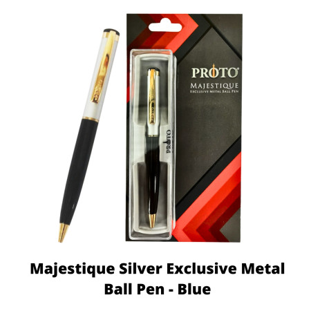 Proto Majestique Silver Exclusive Metal Ball Pen - Blue