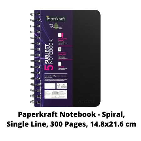 Paperkraft Notebook - Spiral, Single Line, 300 Pages, 14.8x21.6 cm (2250058)