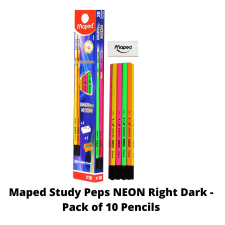 Maped Study Peps NEON Right Dark - Pack of 10 Pencils (850088)