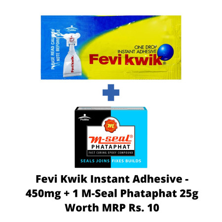 Pidilite Fevi Kwik Instant Adhesive - 450mg + 1 M-Seal Phataphat 25g Worth MRP Rs. 10