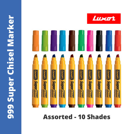 Luxor 999 Super Chisel Marker Assorted - 10 Shades