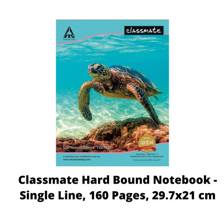 Classmate Hard Bound Notebook - Single Line, 160 Pages, 29.7x21 cm (2000211) - New