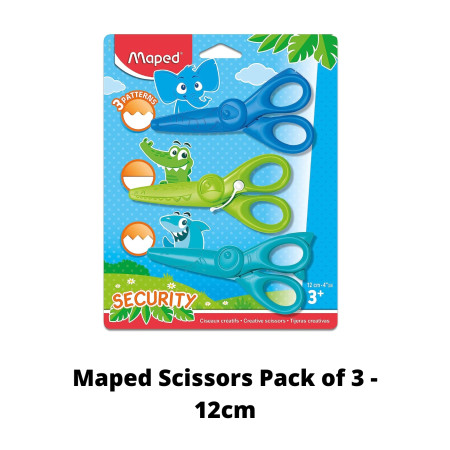 Maped Scissors Pack of 3 - 12cm (981727)