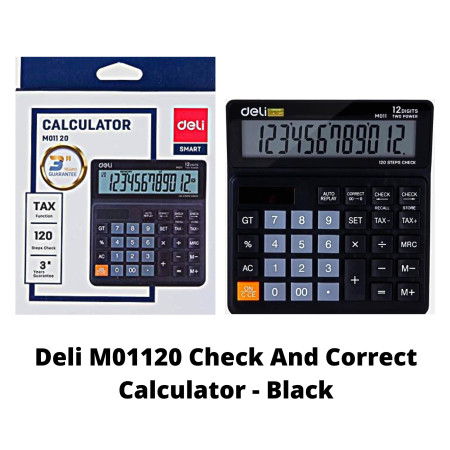 Deli M01120 Check And Correct Calculator - Black