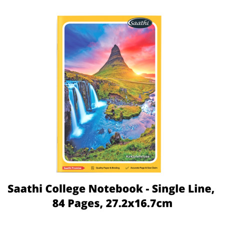 Saathi College Notebook - Single Line, 84 Pages, 27.2x16.7cm (02331101)