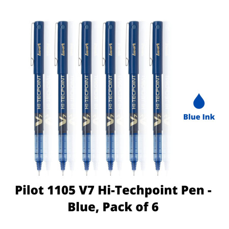 Pilot 1105 V7 Hi-Techpoint Pen - Blue, Pack of 6