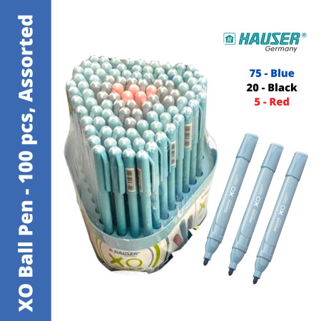 Hauser XO Ball Pen Assorted - 100 Pcs. Stand, Promo Pack (Refer Description)
