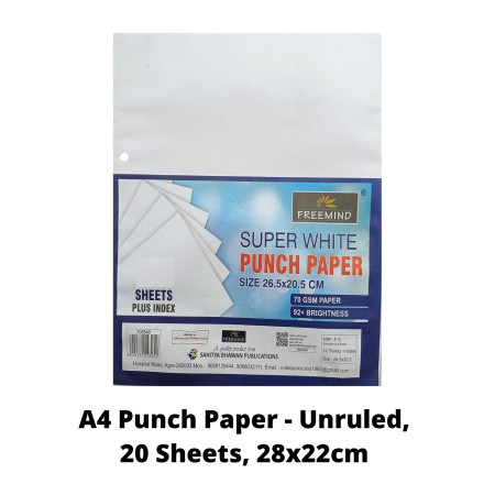 Freemind A4 Punch Paper - Unruled, 20 Sheets, 28x22cm