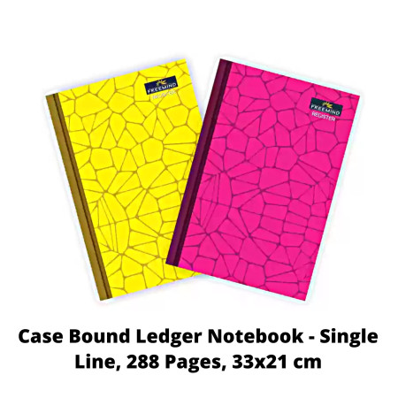 Freemind Case Bound Ledger Notebook - Single Line, 288 Pages, 33x21 cm