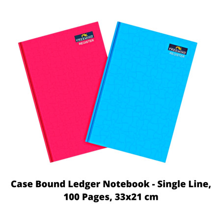 Freemind Case Bound Ledger Notebook - Single Line, 100 Pages, 33x21 cm
