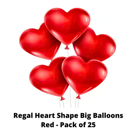 Regal Heart Shape Big Balloons Red - Pack of 25