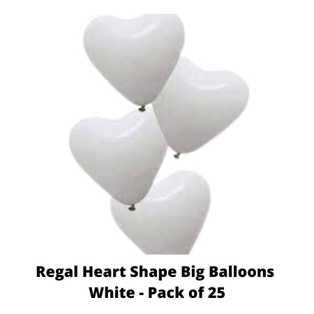 Regal Heart Shape Big Balloons White - Pack of 25