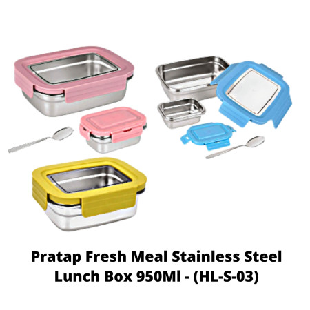 Pratap Fresh Meal Stainless Steel Lunch Box 950Ml - (HL-S-03)