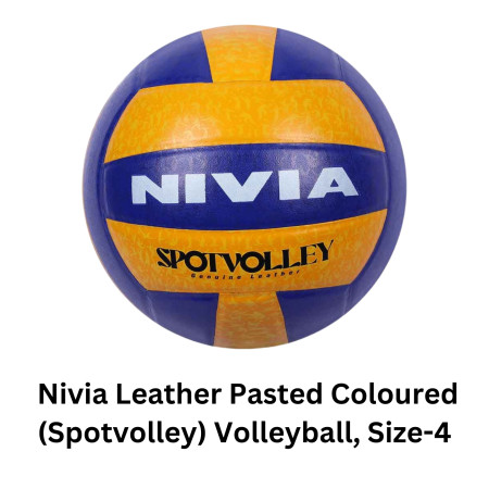 Nivia Leather Pasted Coloured (Spotvolley) Volleyball, Size-4 (VB-492)