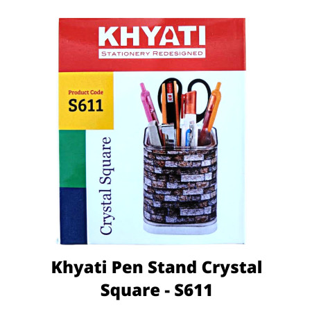Khyati Pen Stand Crystal Square - S611