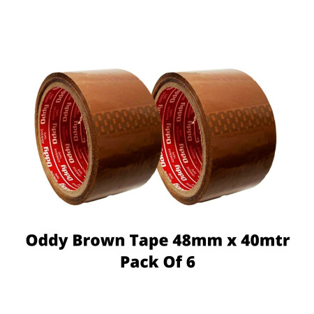 Oddy Brown Tape 48mm x 40mtr Pack Of 6 (PT50-4840B)