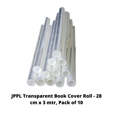 JPPL Transparent Book Cover Roll - 28 cm x 3 mtr, Pack of 10