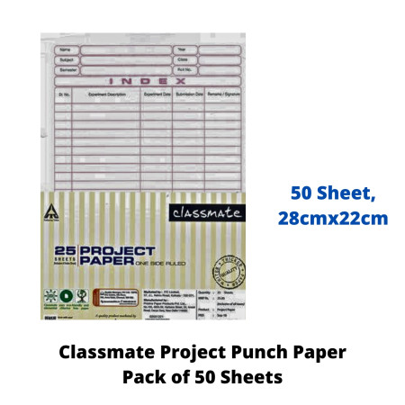 Classmate Project Punch Paper - Pack of 50 Sheets, 28x22cm