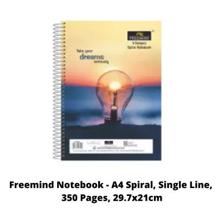Freemind Long Notebook - A4 Spiral, Single Line, 350 Pages, 29.7x21cm (704919)