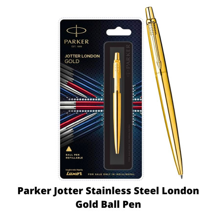 Parker Jotter Stainless Steel London Gold Ball Pen (MRP - Rs. 550)