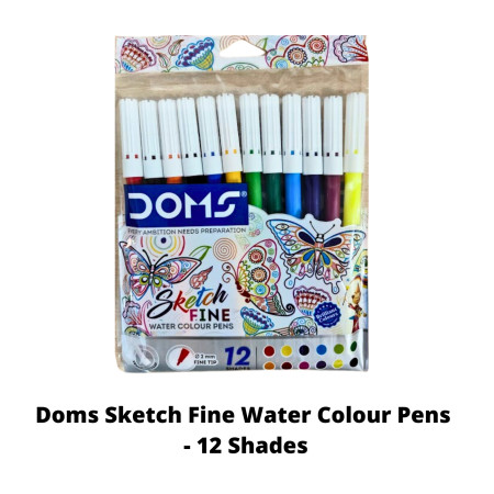 Doms Sketch Fine Water Colour Pens - 12 Shades