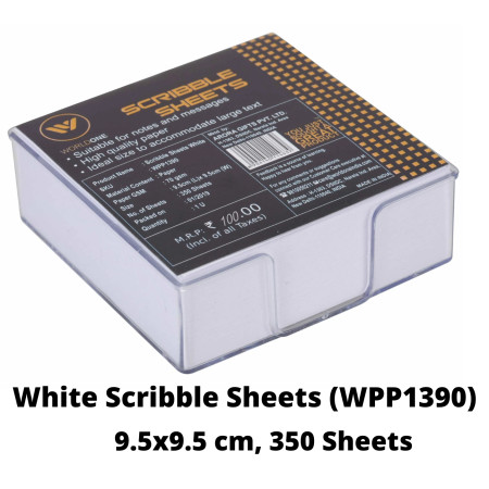 WorldOne White Scribble Sheets - 9.5x9.5 cm, 350 Sheets (WPP1390)