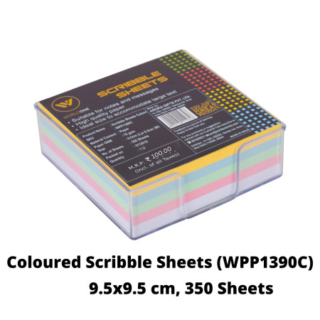 WorldOne Coloured Scribble Sheets - 9.5x9.5 cm, 350 Sheets (WPP1390C)