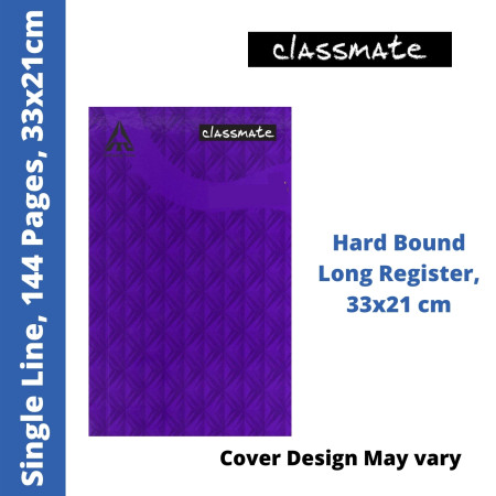 Classmate Hard Bound Notebook - Single Line, 144 Pages, 33x21 cm (2001242) - New