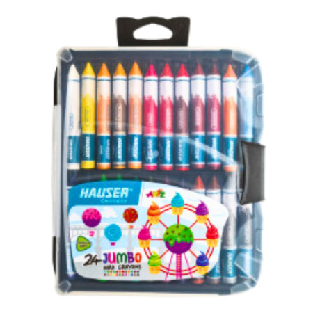 Hauser Artz Jumbo Wax Crayons - 24 Shades