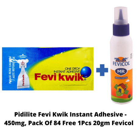 Pidilite Fevi Kwik Instant Adhesive - 450mg + 1Pcs 20gm Fevicol Worth MRP Rs. 10