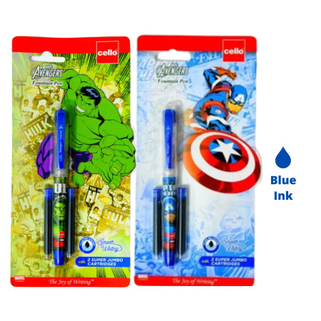 Cello Avengers Fountain Pen - Blue, includes 2 cartridges