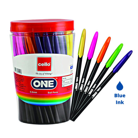 Cello One Ball Pen - Blue 60 Pcs. Jar