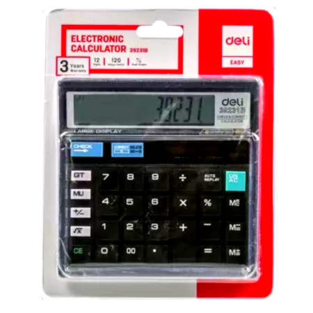 Deli 39231B Check And Correct Calculator - Black