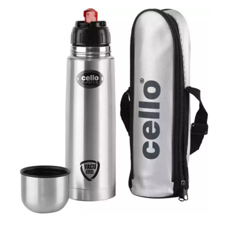 Cello Flipstyle 1000ml Stainless Steel Bottle Vacuum Bullet Flask Bottle with Thermal Jacket