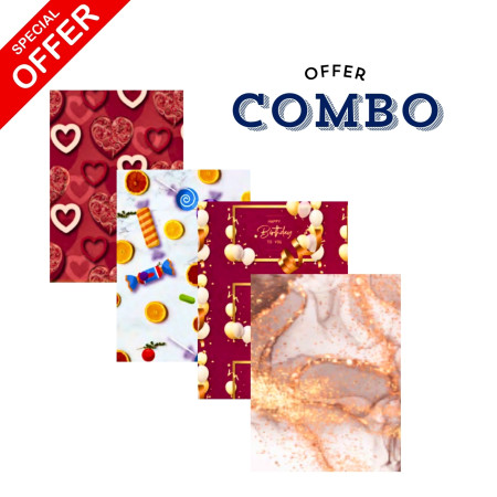 Gift Wrapping Paper - 4 Mix Designs Combo, Pack of 25 Sheets (01)