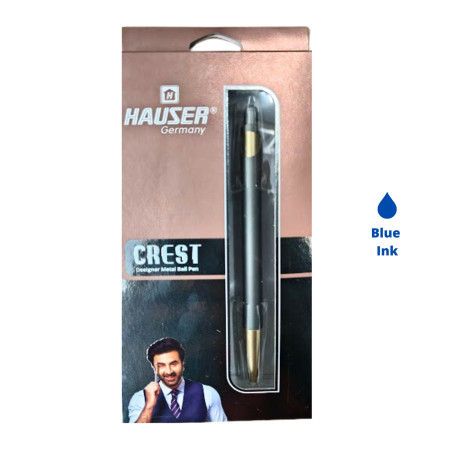 Hauser Crest Designer Metal Ball Pen - Blue